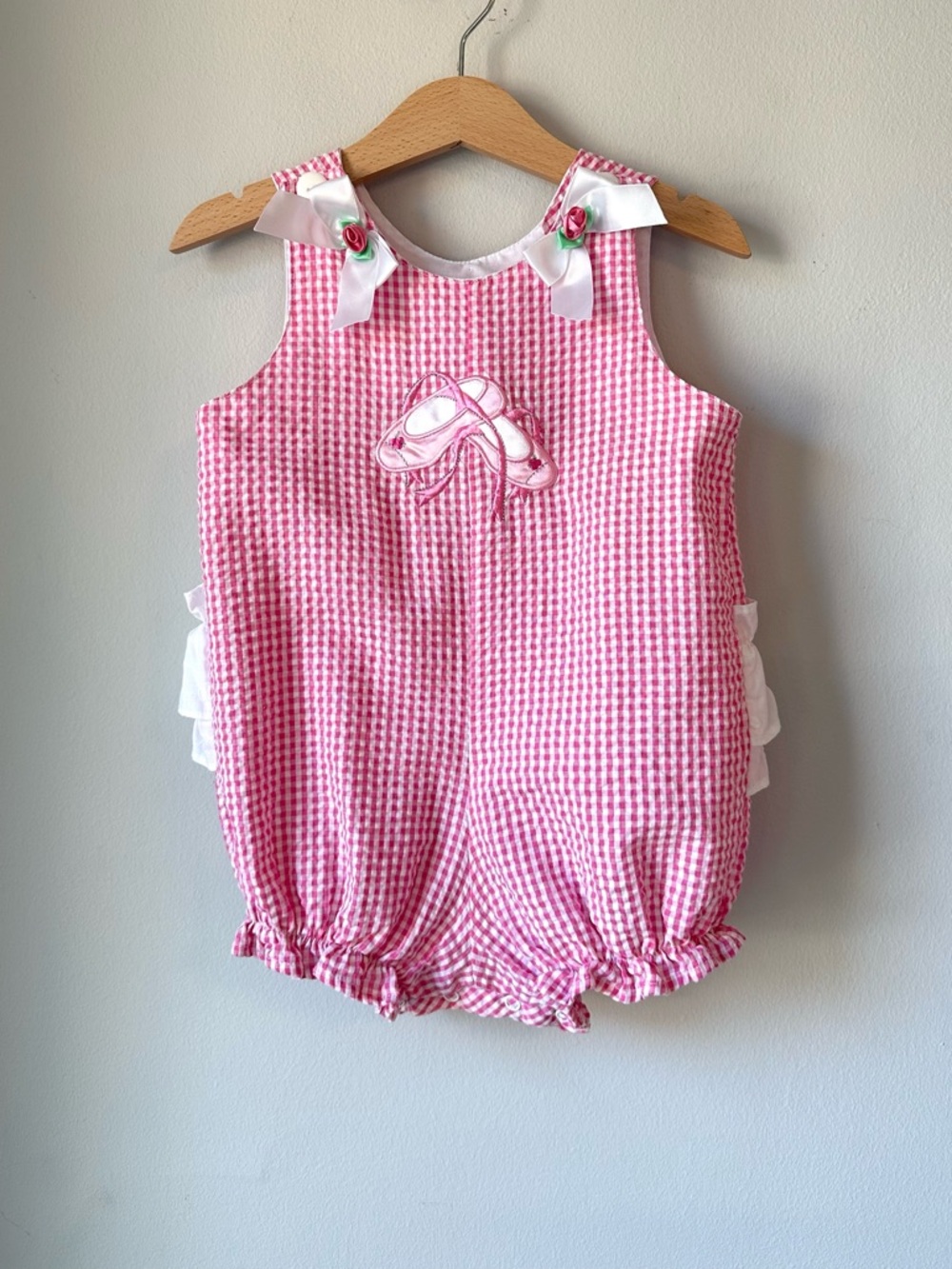 Rare Editions Pink Ballet Bubble With Ruffles, Rosettes And Bow Size 18 Months